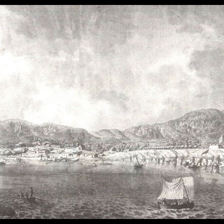 Porto di Acapulco. Le corvette Descubierta e Atrevida in fondo a sinistra