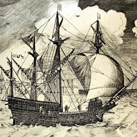 Galeone, tratto da Nautica Mediterranea di Bartolomeo Crescenzio (1602)