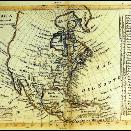 Tomás López, Carta dell’America Settentrionale contenuta in Atlas Elemental, Madrid, 1792